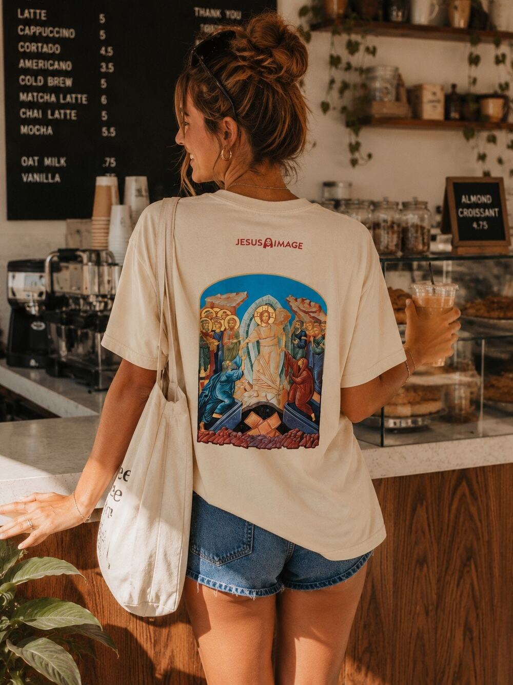 He Is Risen Christian Graphic T Shirt Jesus Image Easter Tee Large